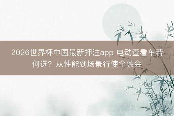 2026世界杯中国最新押注app 电动查看车若何选？从性能到场景行使全融会