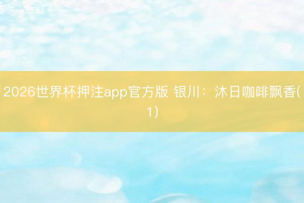 2026世界杯押注app官方版 银川：沐日咖啡飘香(1)