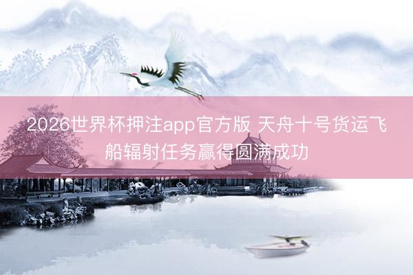 2026世界杯押注app官方版 天舟十号货运飞船辐射任务赢得圆满成功