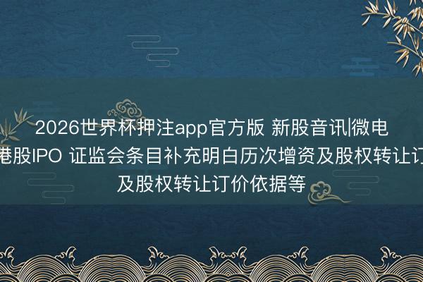 2026世界杯押注app官方版 新股音讯|微电新动力拟港股IPO 证监会条目补充明白历次增资及股权转让订价依据等