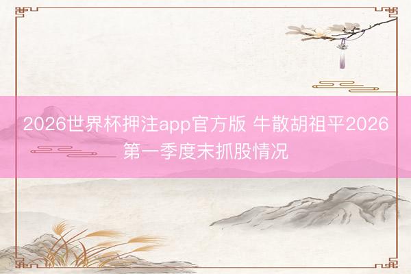 2026世界杯押注app官方版 牛散胡祖平2026第一季度末抓股情况