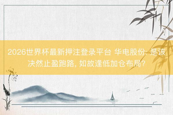 2026世界杯最新押注登录平台 华电股份: 是该决然止盈跑路, 如故逢低加仓布局?