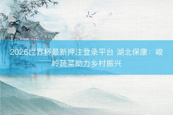 2026世界杯最新押注登录平台 湖北保康：峻岭蔬菜助力乡村振兴