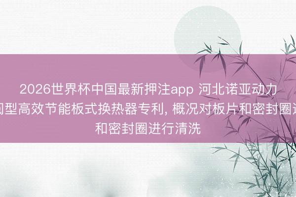 2026世界杯中国最新押注app 河北诺亚动力苦求检阅型高效节能板式换热器专利， 概况对板片和密封圈进行清洗