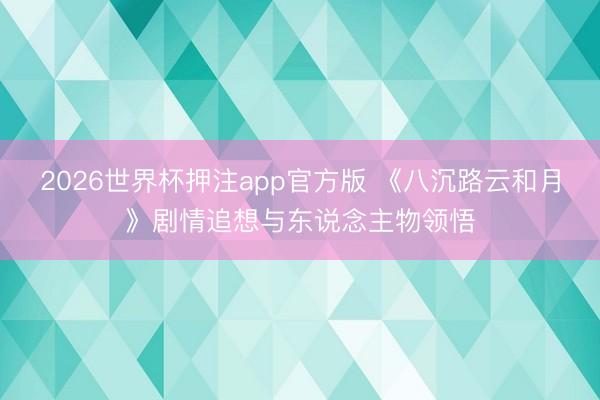 2026世界杯押注app官方版 《八沉路云和月》剧情追想与东说念主物领悟