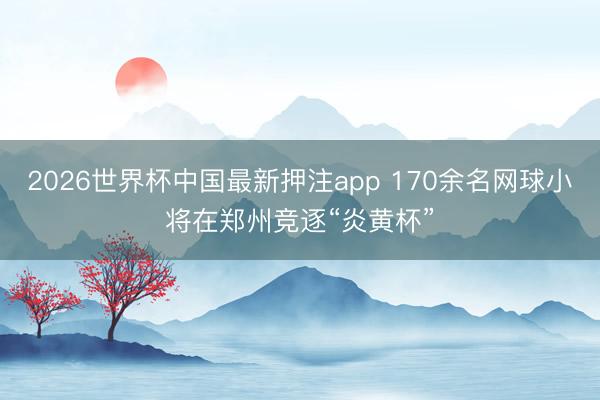 2026世界杯中国最新押注app 170余名网球小将在郑州竞逐“炎黄杯”