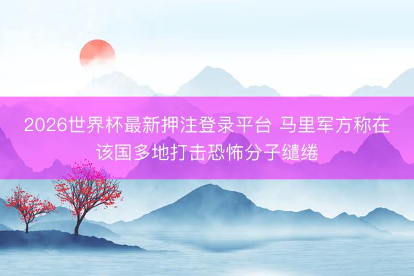 2026世界杯最新押注登录平台 马里军方称在该国多地打击恐怖分子缱绻