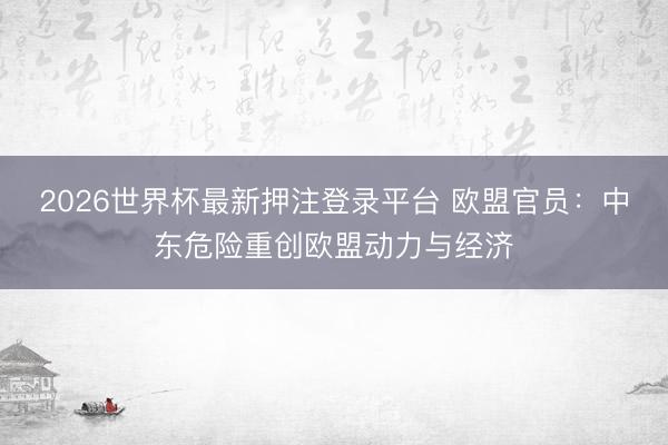 2026世界杯最新押注登录平台 欧盟官员：中东危险重创欧盟动力与经济