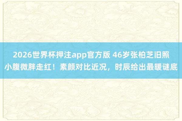 2026世界杯押注app官方版 46岁张柏芝旧照小腹微胖走红!素颜对比近况,时辰给出最暖谜底